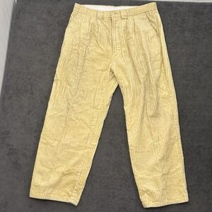 Y2K GABO Streetwear Collection Yellow Corduroy Baggy Pants Size 36 Wide Leg VTG